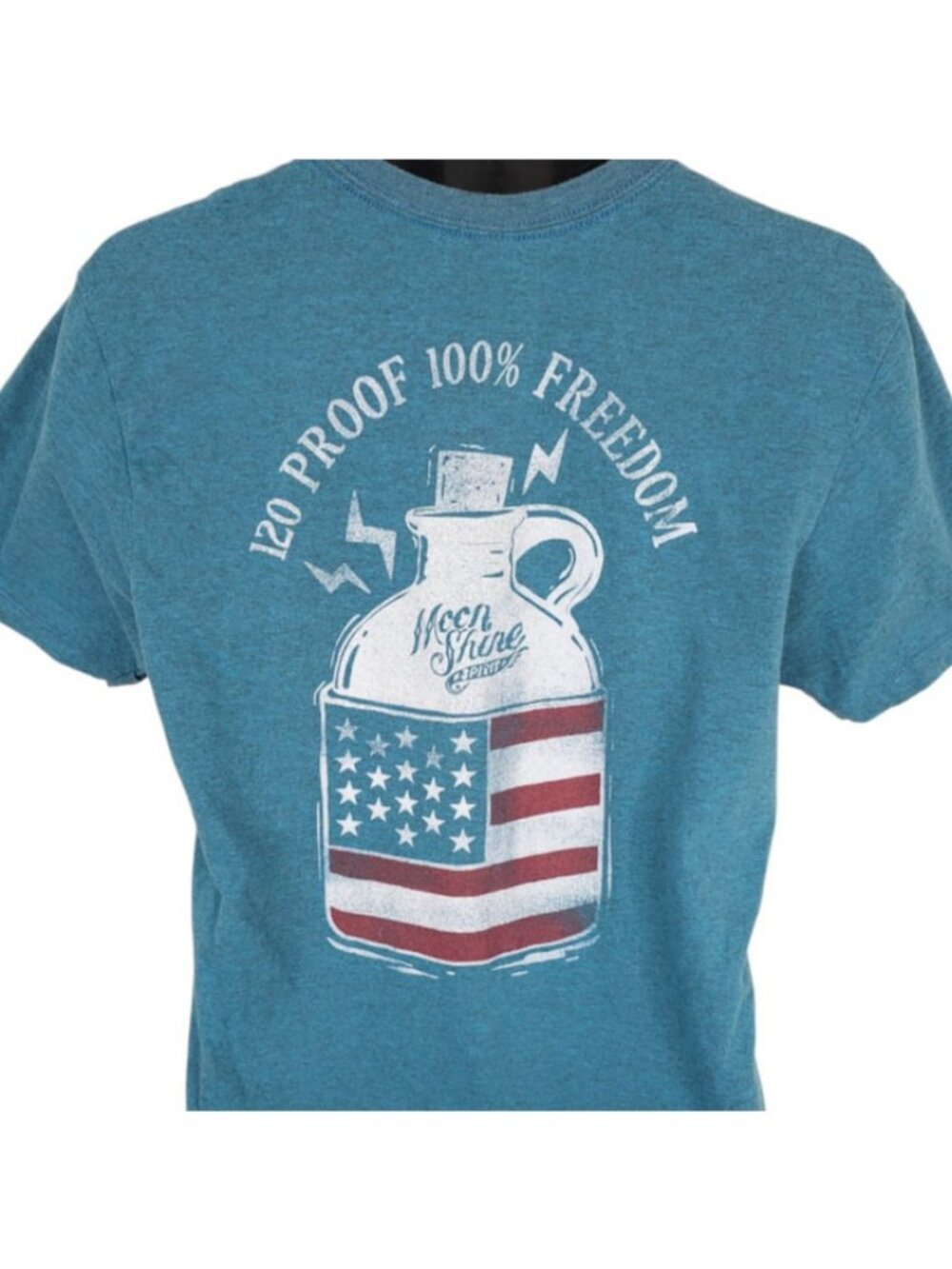 Moonshine Spirit T Shirt Mens Size Medium Blue Brad Paisley American Flag